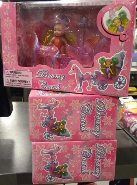 Plastic doll with toy carriage