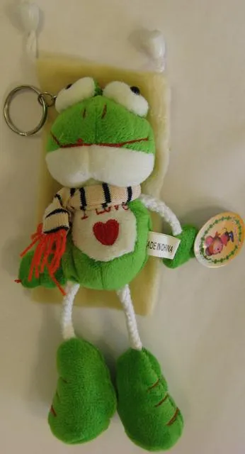 Soft toy with key-ring and bag for mobile phone