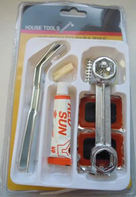 Bicycle tyre repair kit with "Red Sun" glue